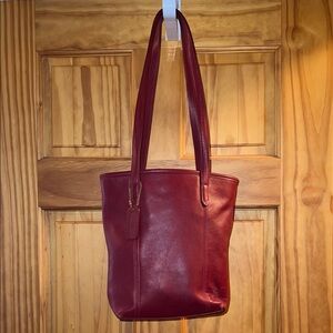 Vintage Coach Deep Red Leather Tote #9077